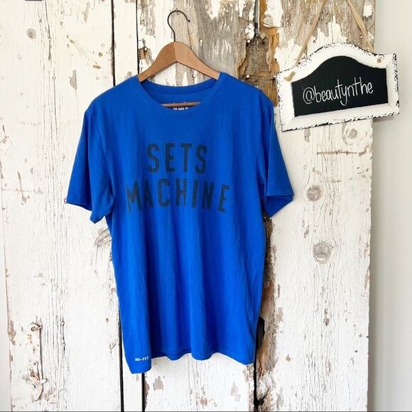Nike Dri-Fit T-shirt SETS MACHINE blue NWOT - Picture 1 of 5